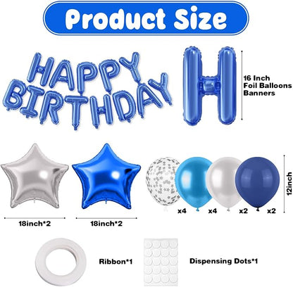 29PC Blue Happy Birthday Balloon Banner, 16 Inch 3D Aluminum Letter Banner Sign - Image 3