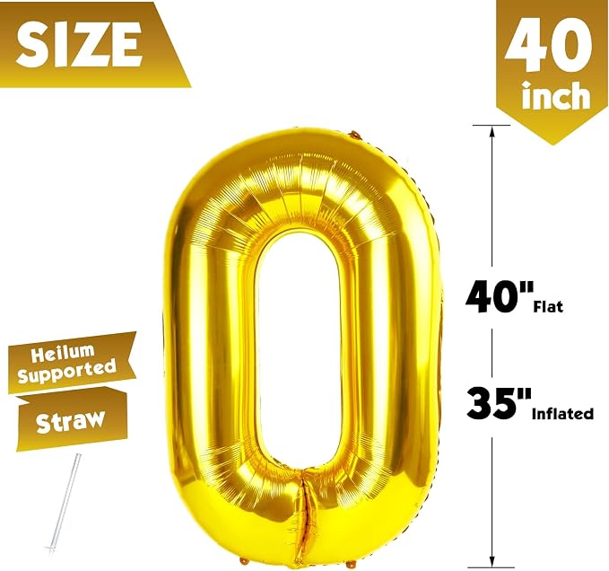 40 Inch Gold Number 0 Balloon Birthday Party Decorations - Image 5