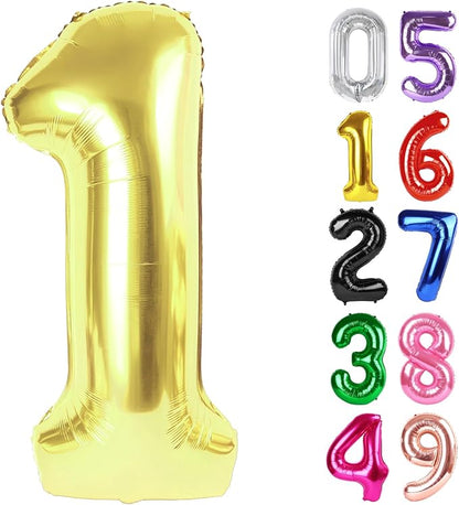 Light Gold Number 1 Balloon 40 Inch, 1st Birthday Decorations Men Women | Foil by IWERP