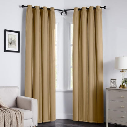 100% Blackout Curtains for Bedroom, Double Layer Khaki Curtains, Room Darkening - Image 8