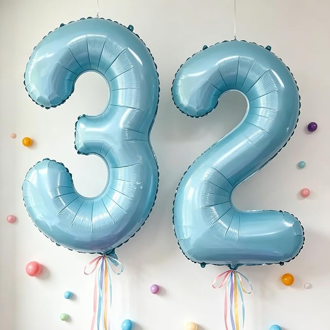 10 Pcs Number Balloons 32 Inch Baby Blue 0-9 Number Mylar Foil Balloons Baby - Image 5