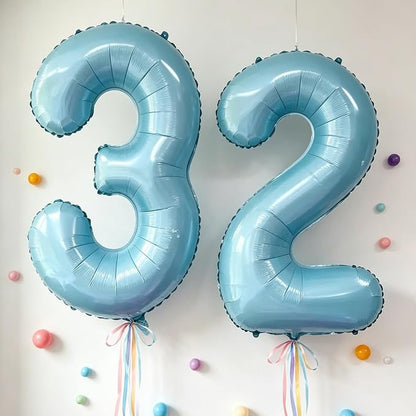 10 Pcs Number Balloons 32 Inch Baby Blue 0-9 Number Mylar Foil Balloons Baby - Image 5