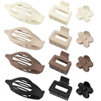 3 Styles 12PCS Hair Clips for Women Small Medium Big Claw Clips for Thin Thick Hair 4.6'' Flat Hair Claws 2'' Rectangle Hair Claw Small Flower Clips Combination |Hair Accessories for Women