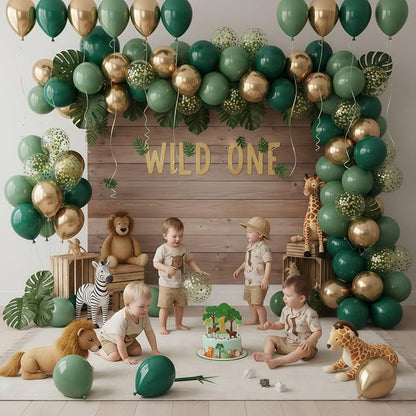 Sage Green and Gold Balloons, 12 Inch Emerald Forest Hunter Dark Green Metallic - Image 3