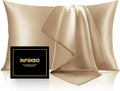 INFIIXSO Mulberry Silk Pillowcase for Hair and Skin, Silk Pillow Cases Queen Size Set of 2 with Hidden Zipper 20x30 Inches, Smooth and Soft Cooling Pillow Cases for Hot Sleepers(Champagne, 2 Pack)