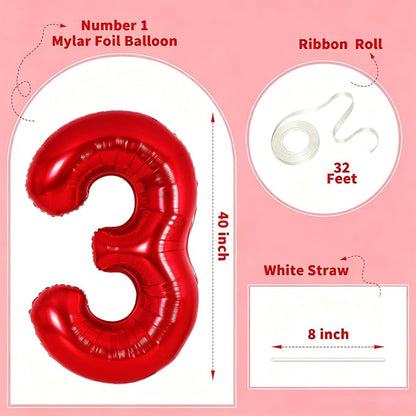 Number Balloons Red Party Balloon - Image 2