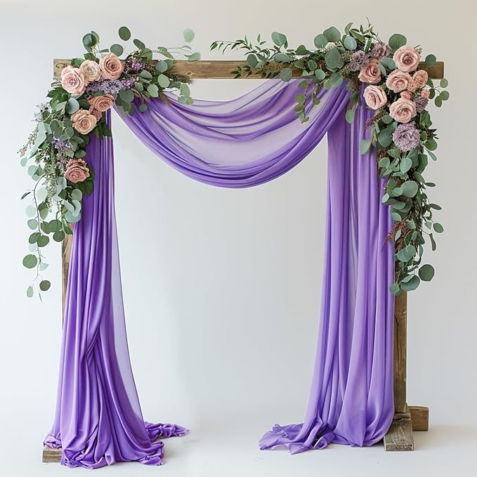 Wedding Arch Draping Fabric Backdrop 28.7" x 20FT, Lavender Purple | Sheer by Wokceer