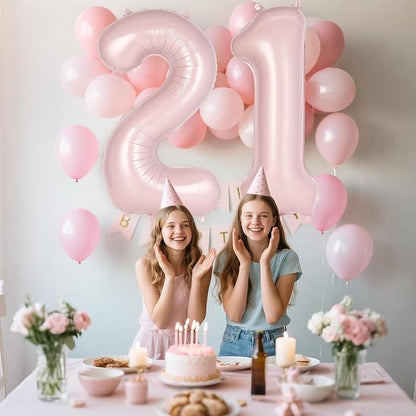 Light Pink Number 21 Balloon, 40 Inch Giant Mylar Number Balloons, Large Foil - Image 3