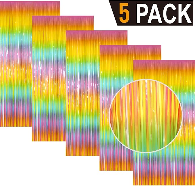 GOER 3.2 ft x 8.2 ft Metallic Tinsel Foil Fringe Curtains Party Photo Backdrop - Image 2