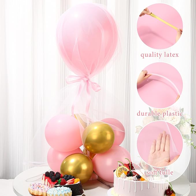 BBTO 8 Set Pink Gold Table Centerpieces Balloons Stand Kit, Latex Balloons and - Image 7