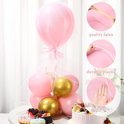 BBTO 8 Set Pink Gold Table Centerpieces Balloons Stand Kit, Latex Balloons and - Image 7