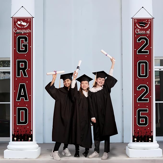 OHOME Graduation Decorations 2026 2027- Maroon Congrats Grad Porch Banner - Image 5
