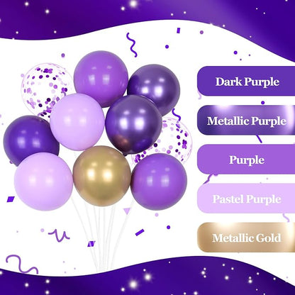 60pcs 12inch Purple and Gold Balloons - Image 4