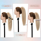 Hairro Claw Clip In Ponytails Extensions Jaw On Real Hair Ponytail Long Jaw/Claw Pony Tail With Clips Hairpieces For Women 14 Inch 105g #60 Platinum Blonde