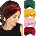 IVARYSS Extra Wide Headbands for Women Non-Slip, 7'' Large Twist Knotted Stretchy Wraps Head Bands Hair Accessories, 4 Pack, Bright Color