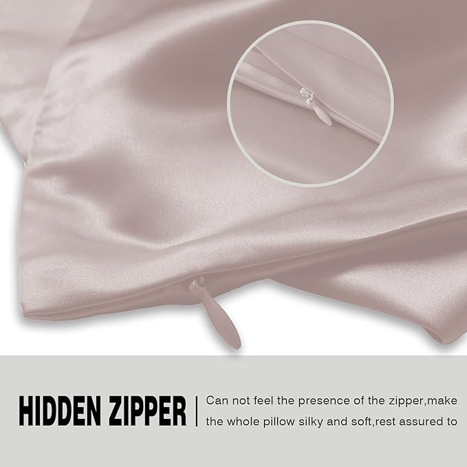 Silk Pillowcase for Hair and Skin,Soft,Breathable and Sliky 100% Queen Silk Pillow Case Set of 2,Both Sides Natural Mulberry Silk Pillowcases with Hidden Zipper(Queen Size 20"X 30",2pcs)