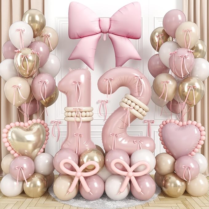 40 Inch Dusty Pink 12 Number Balloon by Jobkoo