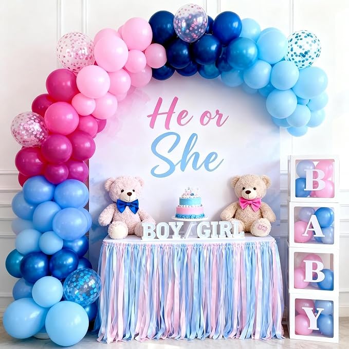 Pink and Blue Summer Balloons, 12 Inch Hot Light Pink Metallic Dark Blue Latex - Image 7