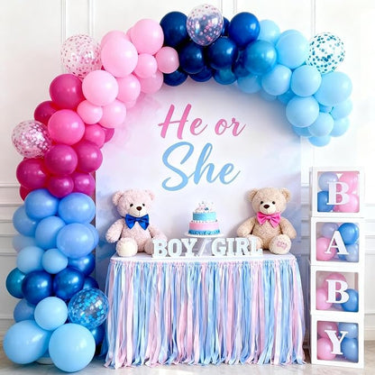 Pink and Blue Summer Balloons, 12 Inch Hot Light Pink Metallic Dark Blue Latex - Image 7