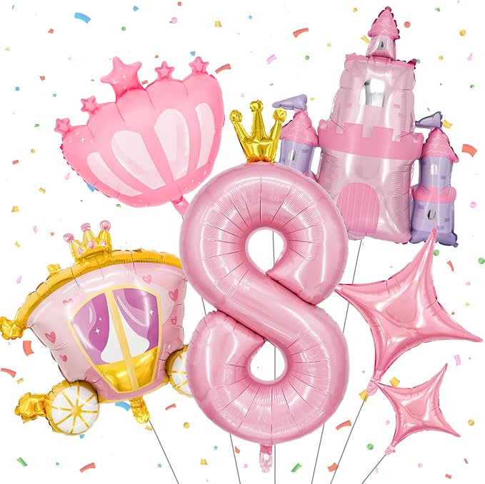 Minyu 6-Piece Princess Theme Party Decoration Set: Princess Carriage + Pink by Unknown