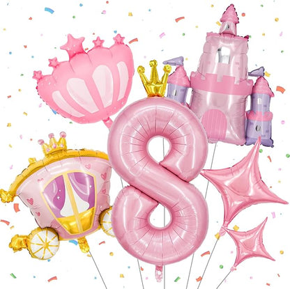 Minyu 6-Piece Princess Theme Party Decoration Set: Princess Carriage + Pink by Unknown