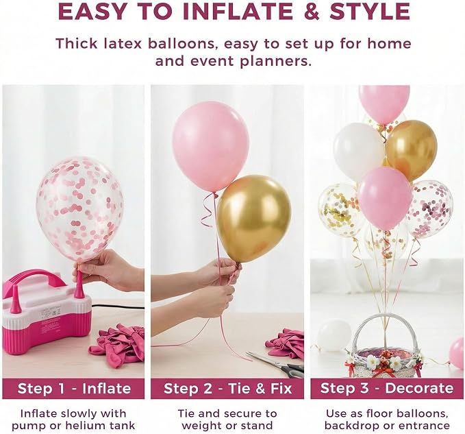 LovesTown 60PCS Balloon Garland Kit, 12inch Arch Kit Confetti Balloons Metallic - Image 6