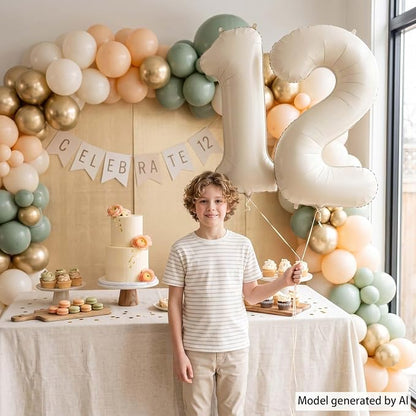 Cream Number 12 Balloon 40 Inch, Foil Numeral - Image 6