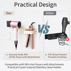 Hair Dryer and Straightener Holder, Stainless Steel Hair Dryer Stand for Bathroom, Hair Dryer Holder Wall Mounted Adhesive or Drilling, Hair Tool Organizer for Salon Barber Shops White BANJEKT