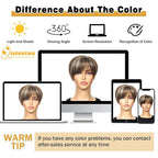 QUEENTAS Short Hair Toppers for Women with Thinning Hair Large Full Coverage with 5 Clips Hair Pieces Wispy Bangs(Brown Highlight Blonde)