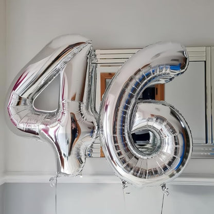 Silver 2 Balloon, 40 Inch Number 2 Balloon, 2 Birthday Balloon Decorations - Image 5