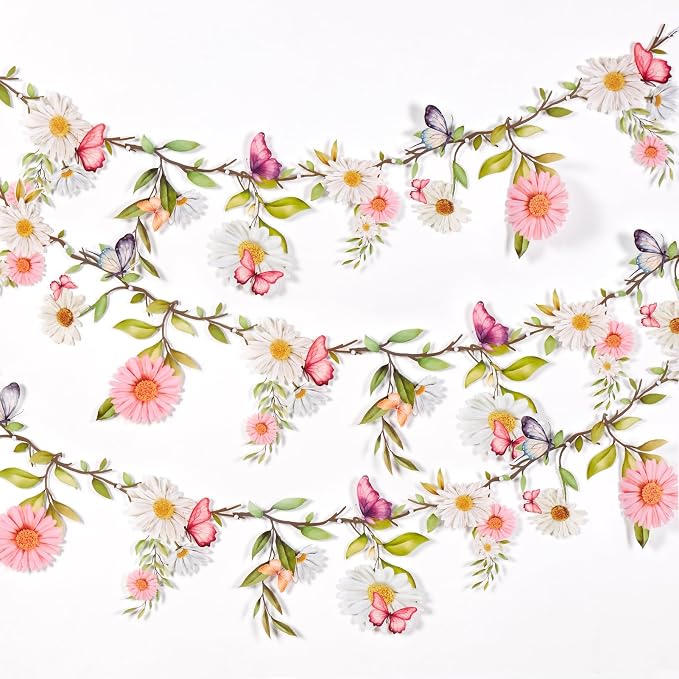 SUNBEAUTY 13FT Wildflower Garland Butterfly Daisy Banner Flower Garlands | by SUNBEAUTY