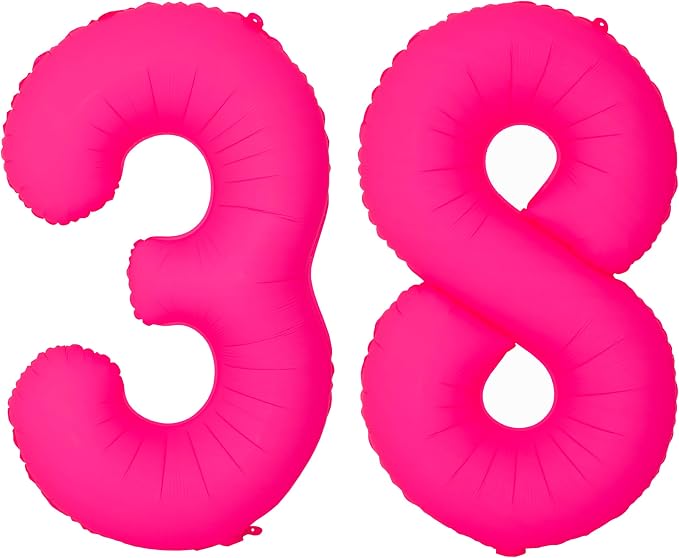 Pink Birthday Number 38 Balloons 40IN Fluorescent Pink 83 Foil Balloon | by YOIOZAIZAI