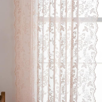 FINECITY Sheer Lace Curtains 72 Inch Length - Image 6