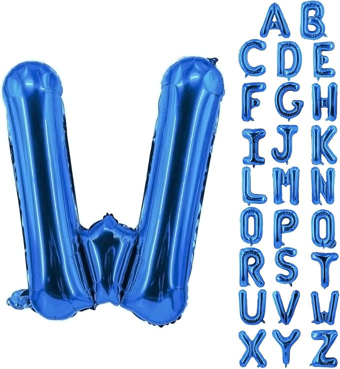 Letter Balloons 40 Inch Blue Giant Alphabet Balloons Letter W | Foil Mylar Big by YUNSHANGMO