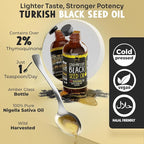 MAJU's Black Seed Oil 16oz: 3X Thymoquinone, Cold Pressed, 100% Turkish Black Cumin Nigella Sativa Seed Oil (Better Than Organic), Non-GMO, 100% Liquid Pure Blackseed, Glass Bottle