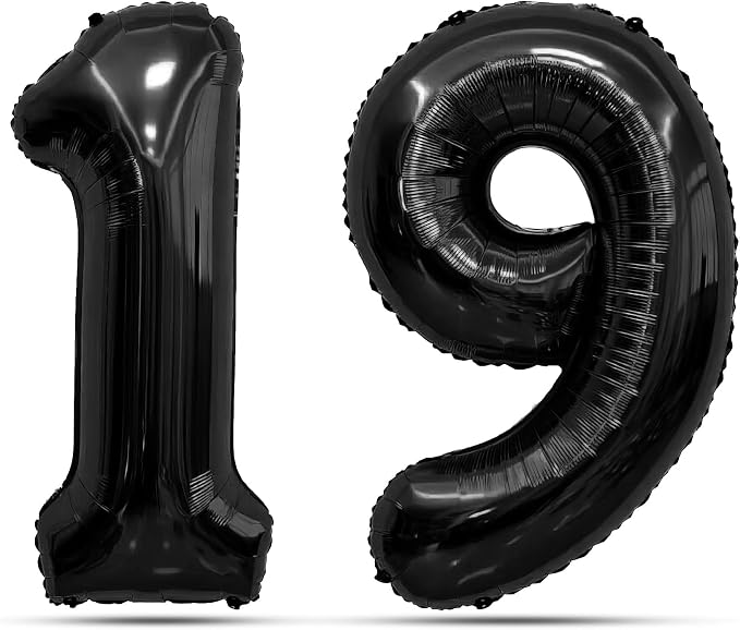Black Number Balloons 19 Balloon Numbers 19th Number Balloon Foil Mylar Party by STARKET