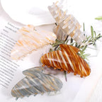 4 Pack Large Cute Acrylic Hair Claw Clips for Women, Strong Hold Non-Slip Barrettes for Thick Hair - Mermaid Striped Design Hair Accessories