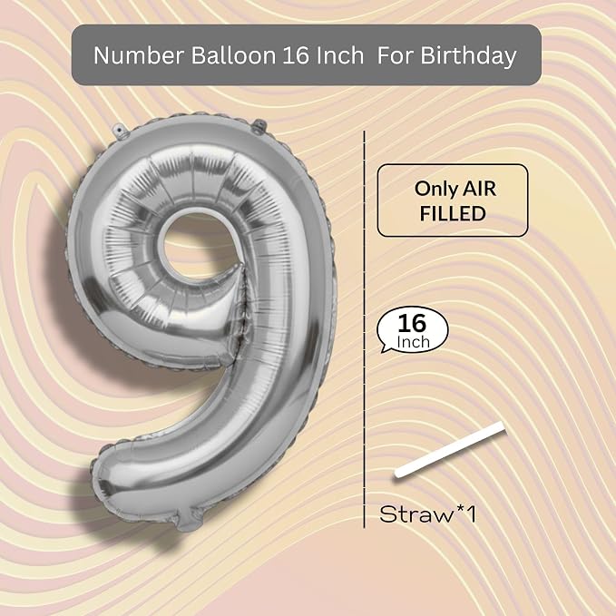 Gold Number Balloon 9 Mylar Foil Balloons 16 inch - Image 8