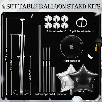 Lunmon 4 Set Black and Silver Balloon Centerpiece - Image 3