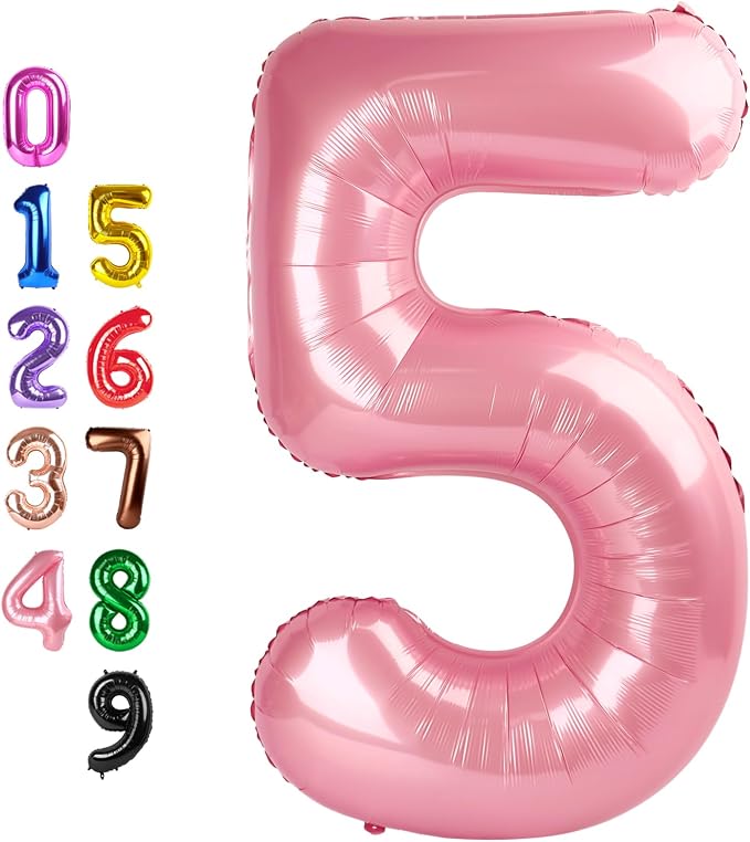 Number Balloons Pink 5 Balloon 40 inch by Enyeopd