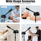 Stand Professional Ozone Facial Steamer with Digital Display, Adjustable Height & Rolling Base, Timer Function, 360° Rotatable Nozzle, Hot Mist Function, Use for Home, Salon SPA (Black)