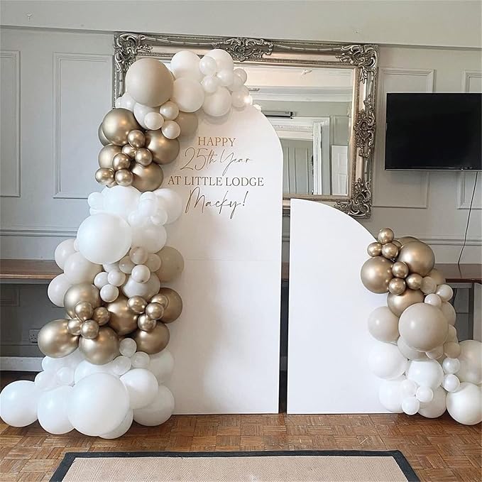 Champagne Gold and White Balloons, Neutral Ivory White Gold Balloons - Image 5