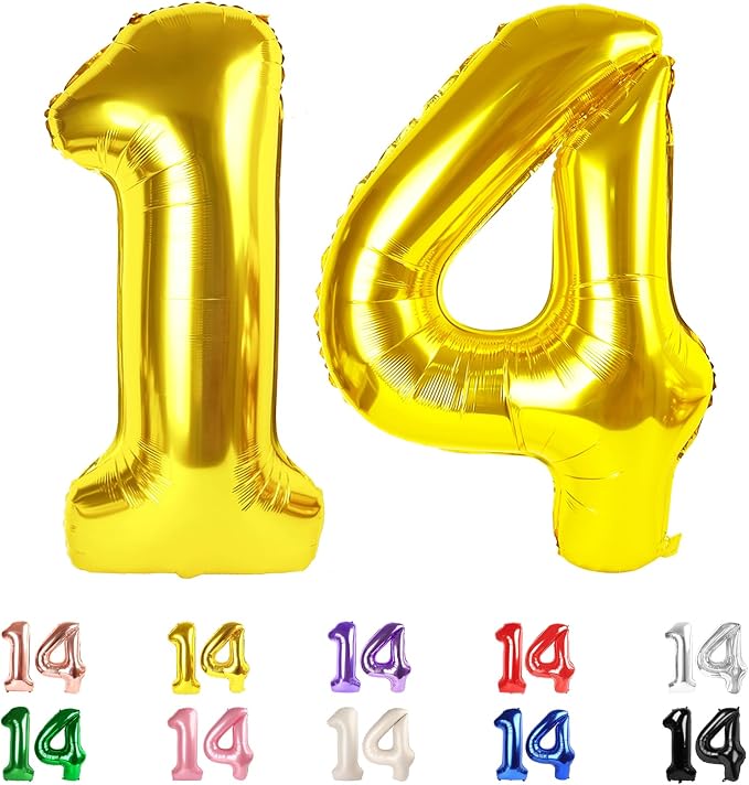 14 Balloon Numbers 40Inch for 14th Year Old Birthday Decorations, Inflation by Mluchee