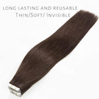 Lacer 16 Inch Tape in Extensions Real Human Hair Light Dark Brown Invisible Hair Extensions Tape in Remy Human Hair 50 Grams 20 Pieces