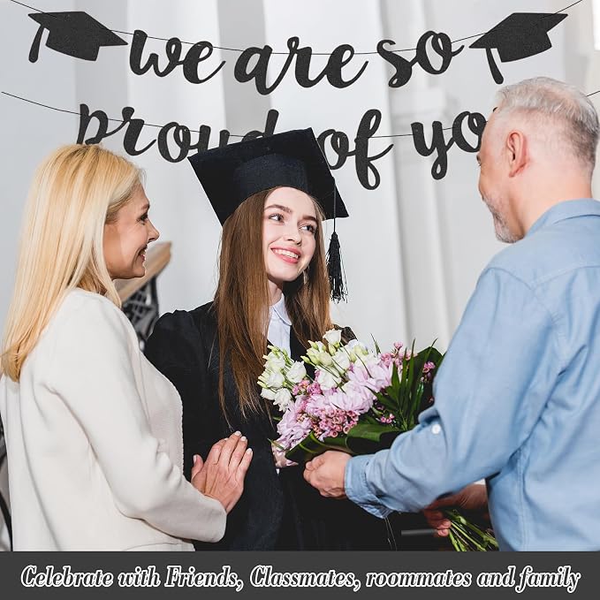2026 Graduation Decorations Pre-Strung Blingbling We Are So Proud of You Banner - Image 4