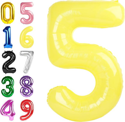 4 Balloon Number 40 Inch for Yellow Birthday Party Decorations | Mix & Match by Argthjy