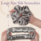 OLESILK Silk Scrunchies Oversized 100% Mulberry: Large for Long Thick Hair, Soft and Smooth for No Damage Hair Care Sleeping, Vintage Fashion