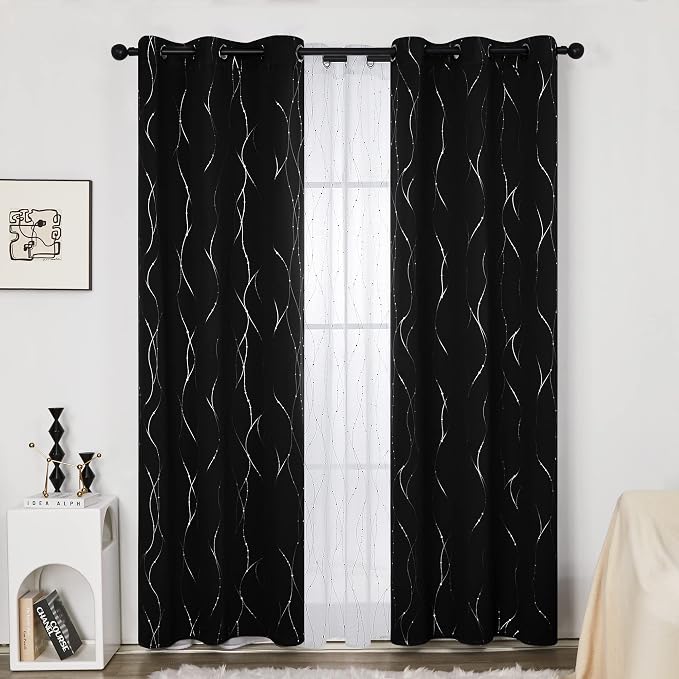 Deconovo Living Room Curtains 90 Inches Long, Thermal Insulated, Room Darkening - Image 2