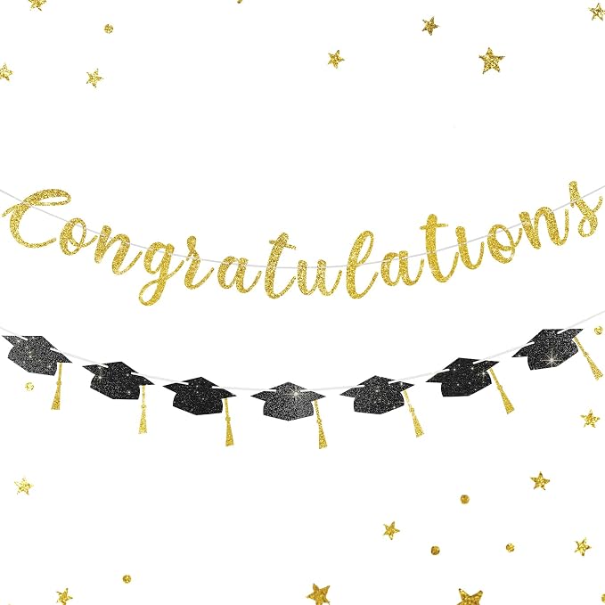 2026 Graduation Banners Party Decorations, Glitter Congratulations by Unknown