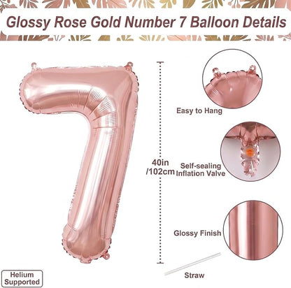 Luminous Rose Gold No.17 Balloon 40 Inch, Shiny Foil Duo - Image 4